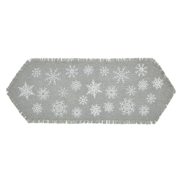 Yuletide Burlap Dove Grey Snowflake Runner 8x24 - The Fox Decor